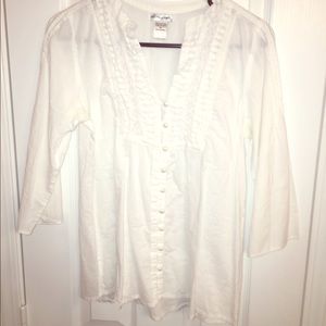 White Linen Shirt 3/4 Length Sleeves